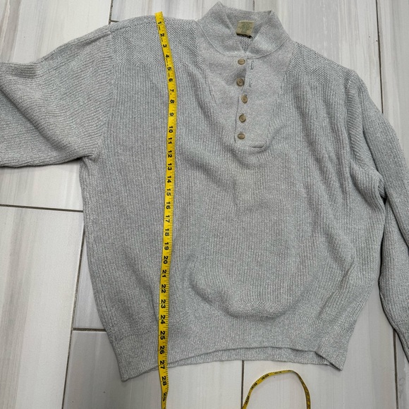 Vintage LL Bean Light Gray Fisherman Sweater Shirt Heavy Cotton Made In USA XL - Picture 6 of 6